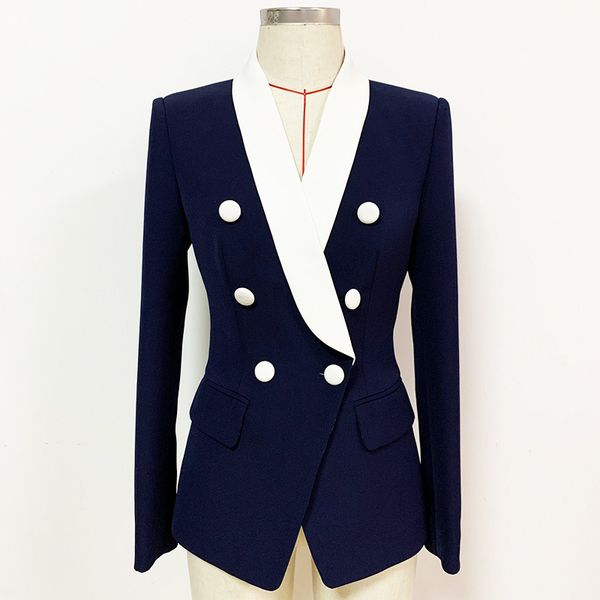 new style original design women's double-breasted blazer slim jacket contrast color retro shawl collar outwear navy 2112skfn, White;black
new style original design women's double-breasted blazer slim jacket contrast color retro shawl collar outwear navy 2112skfn, White;black