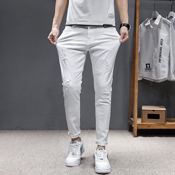 men's jeans mens slim fit clothing elastic men pants trousers for homme streetwear, Blue
men's jeans mens slim fit clothing elastic men pants trousers for homme streetwear, Blue