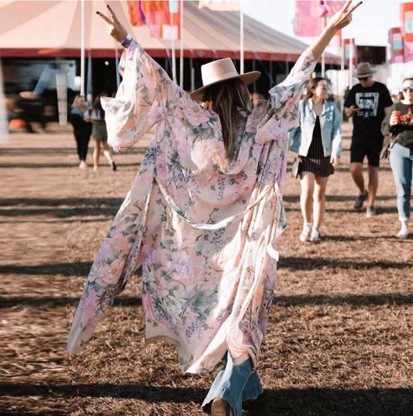 women bohemian v neck bright flower print long kimono boho shirt ethnic lacing up sashes cardigan loose blouse, Red
women bohemian v neck bright flower print long kimono boho shirt ethnic lacing up sashes cardigan loose blouse, Red