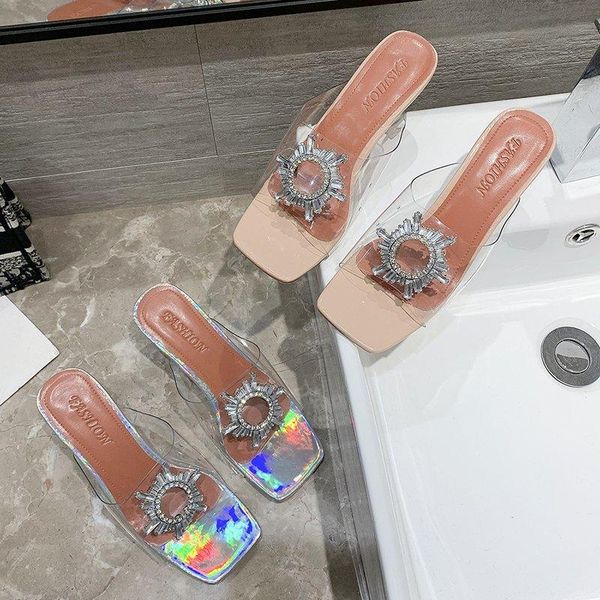 slippers nice womens transparent crystal sun flowers buckle strange high heels sandals shoes square toe ladies, Black
slippers nice womens transparent crystal sun flowers buckle strange high heels sandals shoes square toe ladies, Black