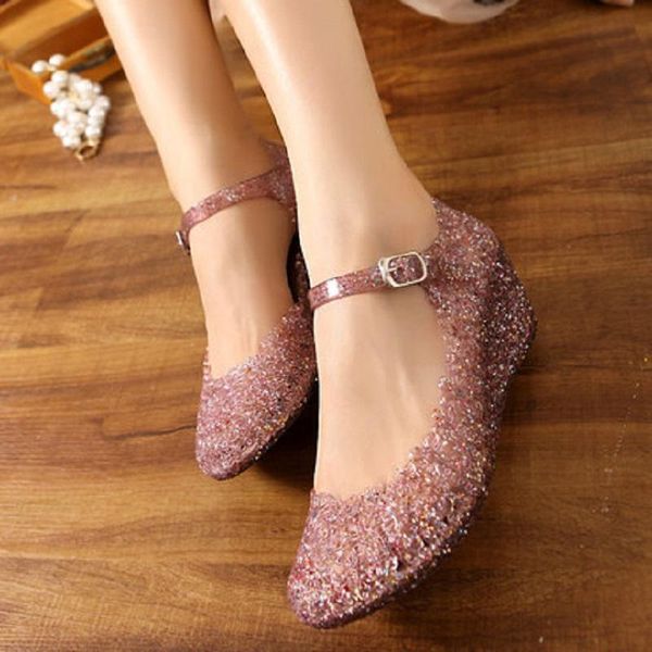 sandals summer ladies wedge mid-heel sequined thick-soled jelly shoes waterproof non-slip casual beach shoes., Black
sandals summer ladies wedge mid-heel sequined thick-soled jelly shoes waterproof non-slip casual beach shoes., Black