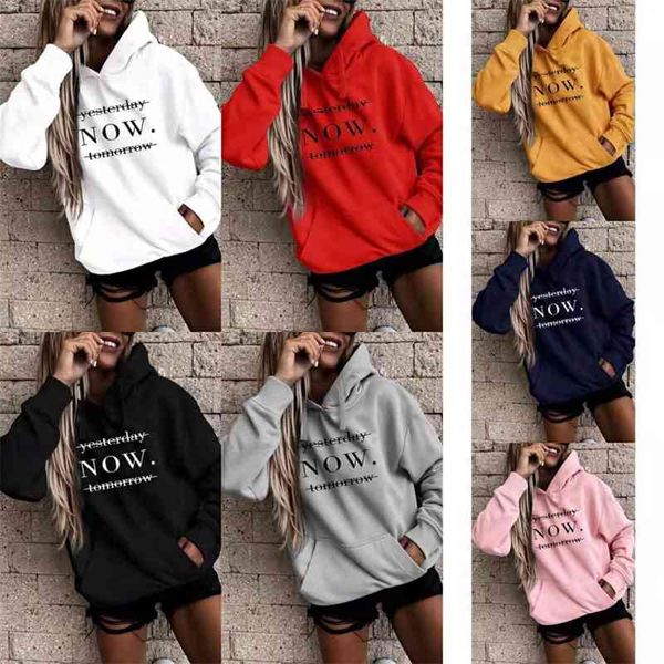 2021 autumn winter long sleeve pullover hooded sweater women's wear, Black
