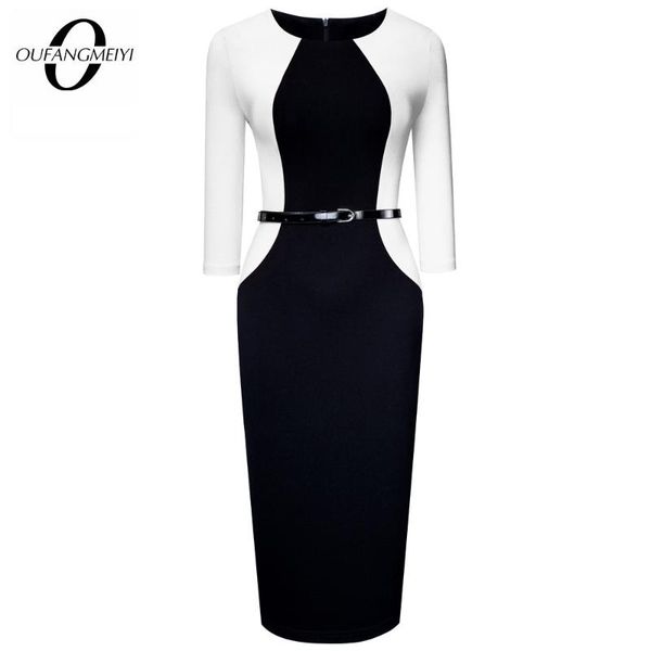 casual dresses women classic designed o neck fashion patchwork slim charming office lady pencil dress eb613, Black;gray
casual dresses women classic designed o neck fashion patchwork slim charming office lady pencil dress eb613, Black;gray