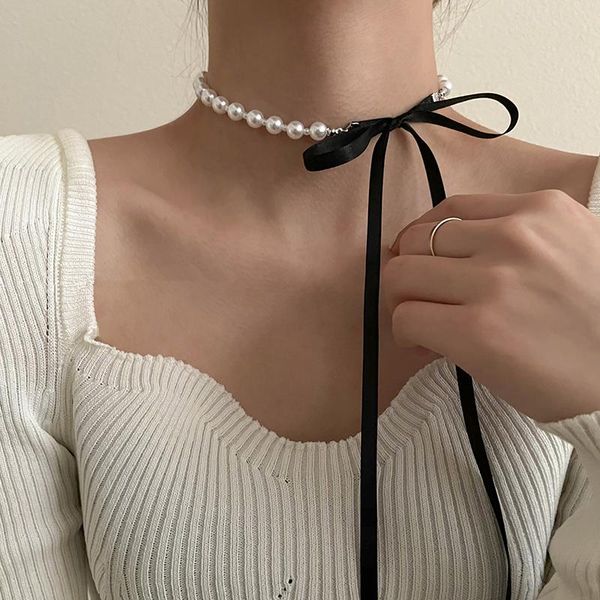 chokers aomu sweet black velvet bowadjustable pearl strap bow necklace various wearing style clavicle chain collar for women jewelry, Golden;silver
chokers aomu sweet black velvet bowadjustable pearl strap bow necklace various wearing style clavicle chain collar for women jewelry, Golden;silver