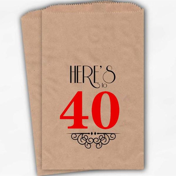 gift wrap custom 40th birthday personalized candy buffet bags - vintage here's to favor in black and pink paper treat
gift wrap custom 40th birthday personalized candy buffet bags - vintage here's to favor in black and pink paper treat
