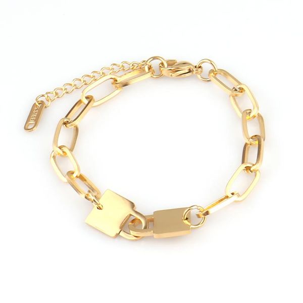 link, chain geometric lock pendant bracelet punk stainless steel thick for women charm party jewelry, Black
link, chain geometric lock pendant bracelet punk stainless steel thick for women charm party jewelry, Black