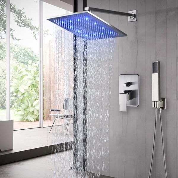 brushed nickel showe faucet rainfall shower head led bath water faucet wall mounted bathtub shower mixer tap set
brushed nickel showe faucet rainfall shower head led bath water faucet wall mounted bathtub shower mixer tap set