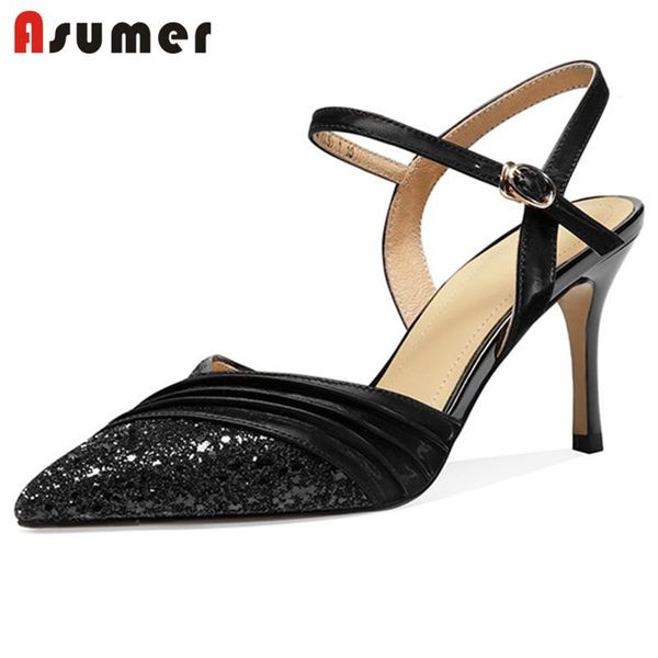 asumer 2021 party wedding shoes women sandals genuine leather +sequins thin high heels summer sandals ladies newest, Black
asumer 2021 party wedding shoes women sandals genuine leather +sequins thin high heels summer sandals ladies newest, Black