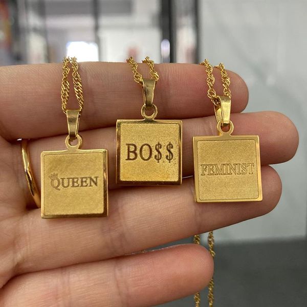 pendant necklaces inspiration engraved bar feminist boss queen necklace carved square women stainless steel material jewelry birthday presen, Silver
pendant necklaces inspiration engraved bar feminist boss queen necklace carved square women stainless steel material jewelry birthday presen, Silver