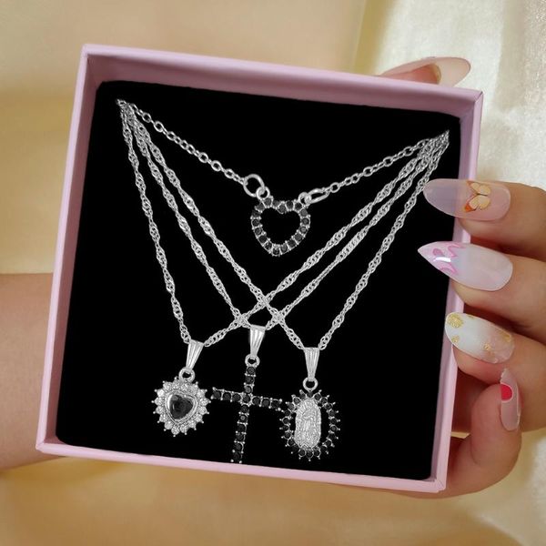 chains flatfoosie punk crystal cross portrait pendant necklace for women multi-layer black heart rhinestone choker jewelry, Silver
chains flatfoosie punk crystal cross portrait pendant necklace for women multi-layer black heart rhinestone choker jewelry, Silver