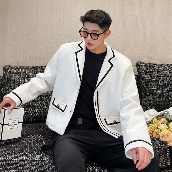 korean trend light luxury color contrast thick suit coat men's autumn french loose casual woven fabric short blazer 9y9263, White;black
korean trend light luxury color contrast thick suit coat men's autumn french loose casual woven fabric short blazer 9y9263, White;black