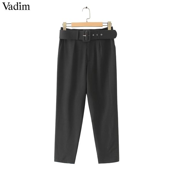 vadim women elegant black pants sashes pockets zipper fly solid ladies streetwear casual chic trousers pantalones t200319, Black;white
vadim women elegant black pants sashes pockets zipper fly solid ladies streetwear casual chic trousers pantalones t200319, Black;white