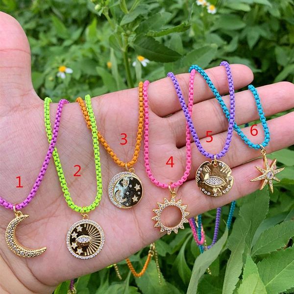 pendant necklaces lucky custom jewelry moon/sunflower shape brass cubic zirconia micro pave enamel box chain necklace, Silver
pendant necklaces lucky custom jewelry moon/sunflower shape brass cubic zirconia micro pave enamel box chain necklace, Silver