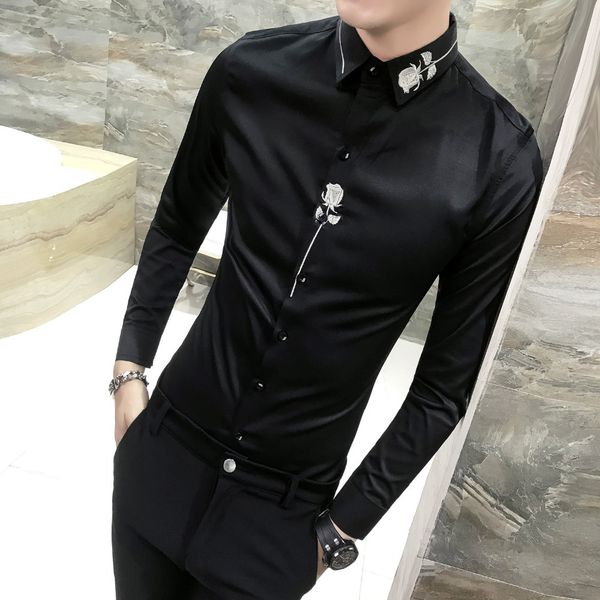 of the men new thin make embroidered men's casual shirts streetwear long sleeve shirt night club tuxedo party cwhr, White;black
of the men new thin make embroidered men's casual shirts streetwear long sleeve shirt night club tuxedo party cwhr, White;black