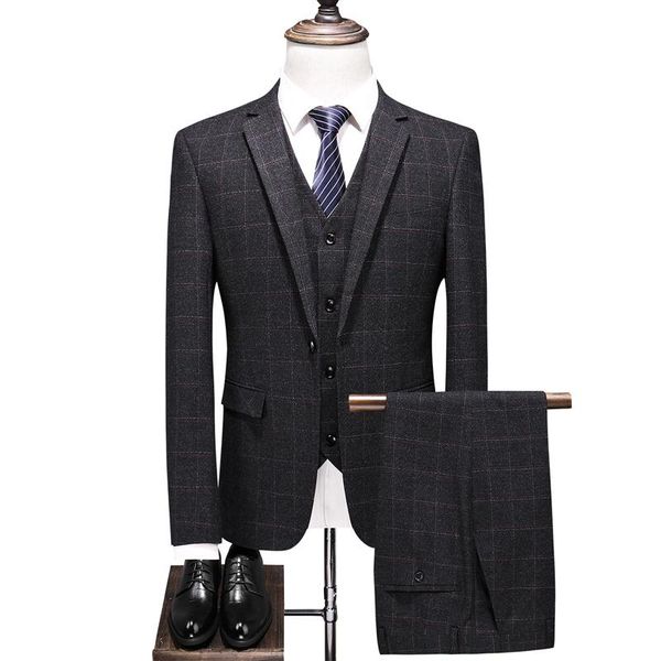 men's suits & blazers blazer+vest+pants groom wedding dress plaid formal set men fashion boutique woollen business casual suit three-pi, White;black
men's suits & blazers blazer+vest+pants groom wedding dress plaid formal set men fashion boutique woollen business casual suit three-pi, White;black