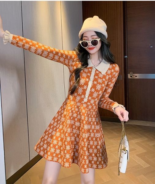 female temp skirt knitted autumn and winter new doll collar imprint long sleeve base temperament dress 6iw7, Black;gray
female temp skirt knitted autumn and winter new doll collar imprint long sleeve base temperament dress 6iw7, Black;gray