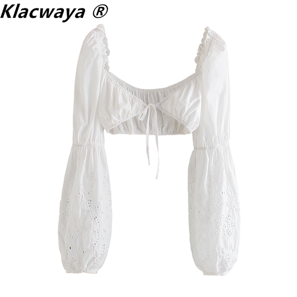 women's blouses & shirts klacwaya women puff sleeve hollow out embroidery short smock blouse female agaric lace shirt roupas chic crop, White
women's blouses & shirts klacwaya women puff sleeve hollow out embroidery short smock blouse female agaric lace shirt roupas chic crop, White