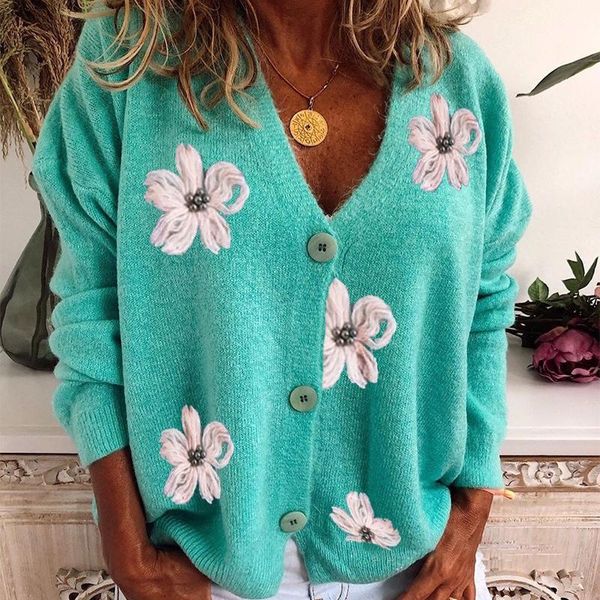 women's knits & tees fashion v neck button casual sweater autumn winter women knit elegant flower embroidery long sleeve loose cardigan, White
women's knits & tees fashion v neck button casual sweater autumn winter women knit elegant flower embroidery long sleeve loose cardigan, White
