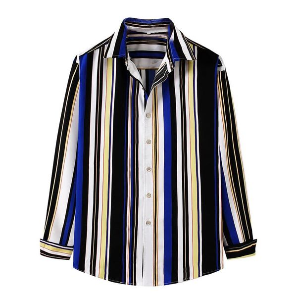 men's casual shirts spring autumn mens vintage striped print fashion turn down collar long sleeve loose shirt for men camisas, White;black
men's casual shirts spring autumn mens vintage striped print fashion turn down collar long sleeve loose shirt for men camisas, White;black