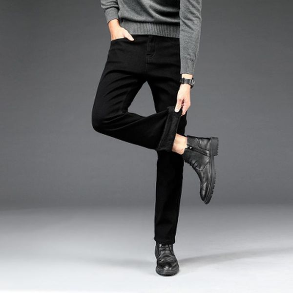 men's jeans winter warm plus fleece stretch slim black fashion business casual thicken pants, Blue
men's jeans winter warm plus fleece stretch slim black fashion business casual thicken pants, Blue