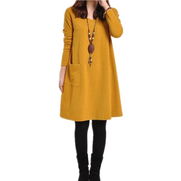 casual dresses spring and autumn style korean women's plus size solid color v-neck long-sleeved pocket loose dress 2021, Black;gray
casual dresses spring and autumn style korean women's plus size solid color v-neck long-sleeved pocket loose dress 2021, Black;gray