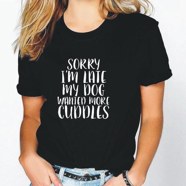women's t-shirt summer harajuku cotton t shirt women hipster tee femme sorry i' late my dog wanted more cuddles letter tshirt, White
women's t-shirt summer harajuku cotton t shirt women hipster tee femme sorry i' late my dog wanted more cuddles letter tshirt, White