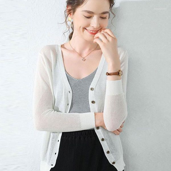 women's knits & tees 2021 summer cardigan women v neck sweater ladies female thin long sleeve knitted knitwear, White
women's knits & tees 2021 summer cardigan women v neck sweater ladies female thin long sleeve knitted knitwear, White