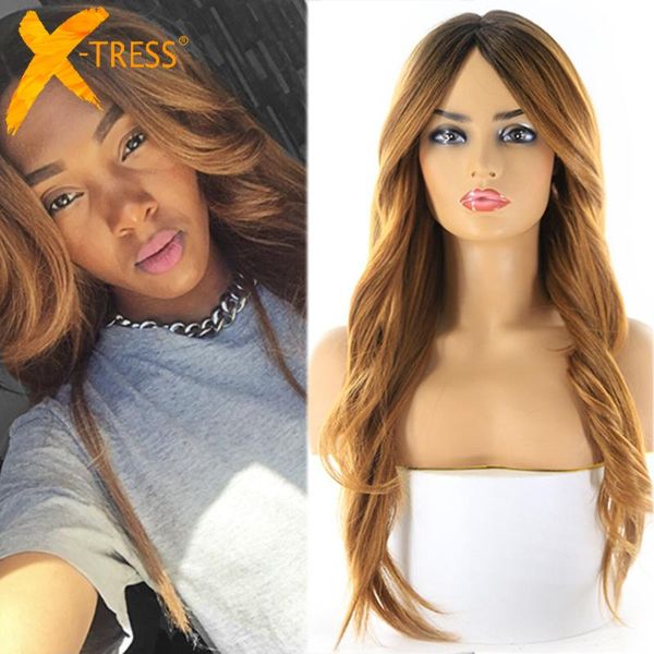 synthetic wigs long hair with bangs ombre brown color body wave hairstyle for women x-tress lace part natural soft cosplay wig, Black
synthetic wigs long hair with bangs ombre brown color body wave hairstyle for women x-tress lace part natural soft cosplay wig, Black