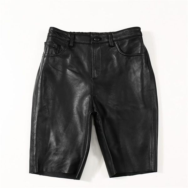women's pants & capris genuine leather 2021 spring female sheepskin fashion street straight stretch short, Black;white
women's pants & capris genuine leather 2021 spring female sheepskin fashion street straight stretch short, Black;white