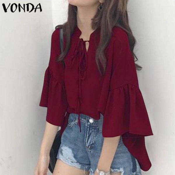 women's blouses & shirts plus size vonda women blouse 2021 summer bohemian 3/4 flare sleeve beach tunic casual loose female, White
women's blouses & shirts plus size vonda women blouse 2021 summer bohemian 3/4 flare sleeve beach tunic casual loose female, White