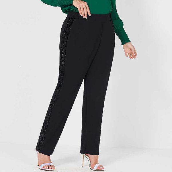 women's pants & capris product ladies fashion elastic waist sequined webbing stitching pure black loose large size trousers heu8, Black;white
women's pants & capris product ladies fashion elastic waist sequined webbing stitching pure black loose large size trousers heu8, Black;white