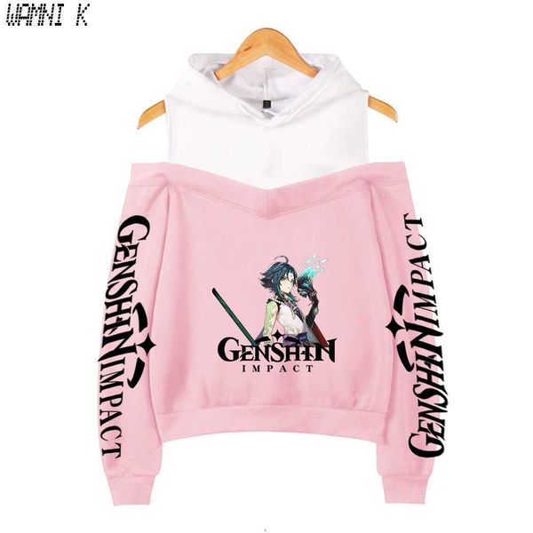genshin impact crop shoulder hoodies womens sweatshirts pullover off-shoulder harajuku girl's hooded fashion tracksuit oversized y0820, Black
genshin impact crop shoulder hoodies womens sweatshirts pullover off-shoulder harajuku girl's hooded fashion tracksuit oversized y0820, Black