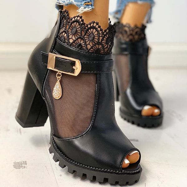 boots women ankle roman style ladies peep toe lace mesh insert chunky heeled boot, Black
boots women ankle roman style ladies peep toe lace mesh insert chunky heeled boot, Black