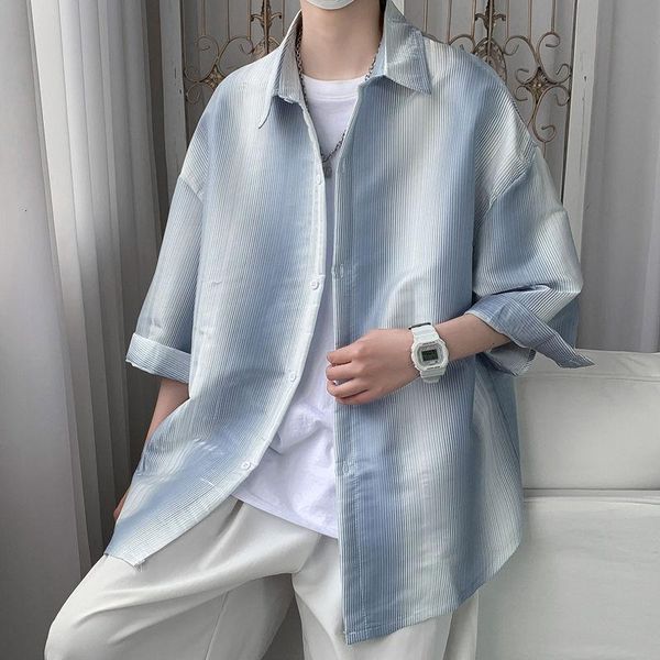 men's casual shirts summer gradient color shirt men korean fashion loose harajuku streetwear hip-hop sunscreen clothing, White;black
men's casual shirts summer gradient color shirt men korean fashion loose harajuku streetwear hip-hop sunscreen clothing, White;black