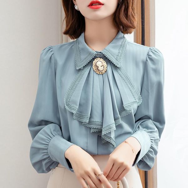 women's blouses & shirts retro blue chiffon blouse shirt autumn spring bowknot workwear ol elegant women long sleeve lace, White
women's blouses & shirts retro blue chiffon blouse shirt autumn spring bowknot workwear ol elegant women long sleeve lace, White