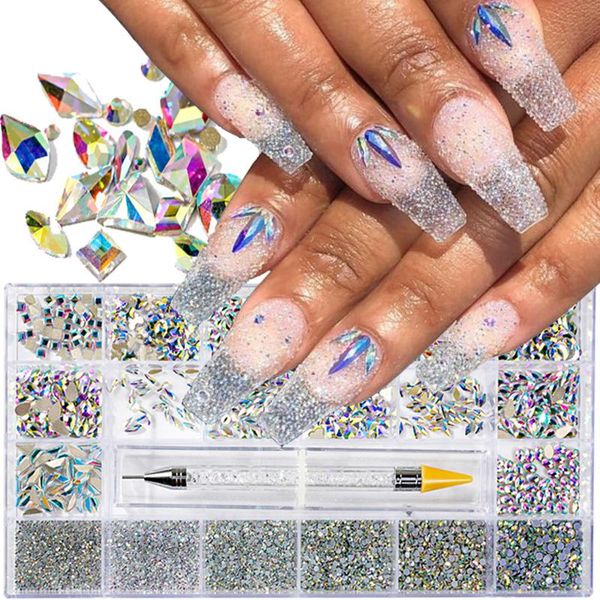 nail art decorations 21 grid rhinestone flat-bottomed special-shaped size mixed drill double-point pen diy accessory set, Silver;gold
nail art decorations 21 grid rhinestone flat-bottomed special-shaped size mixed drill double-point pen diy accessory set, Silver;gold
