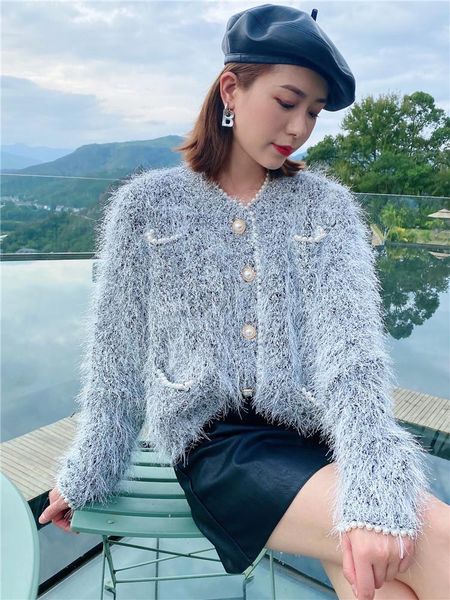 women's knits & tees 2021 autumn design gray color mohair wool knitted lurex patched beading warm soft sweater cardigan coat sml, White
women's knits & tees 2021 autumn design gray color mohair wool knitted lurex patched beading warm soft sweater cardigan coat sml, White