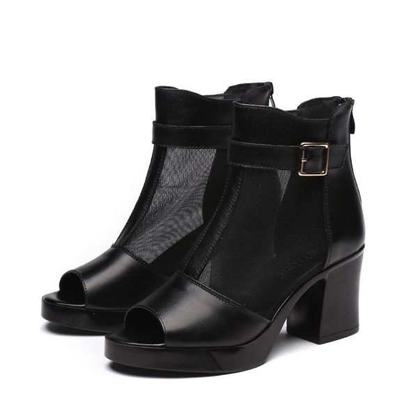 2021 new leather mesh sandals wedge heel roman mesh shoes lace boots leather mother shoes cowhide women's sandals, Black
2021 new leather mesh sandals wedge heel roman mesh shoes lace boots leather mother shoes cowhide women's sandals, Black