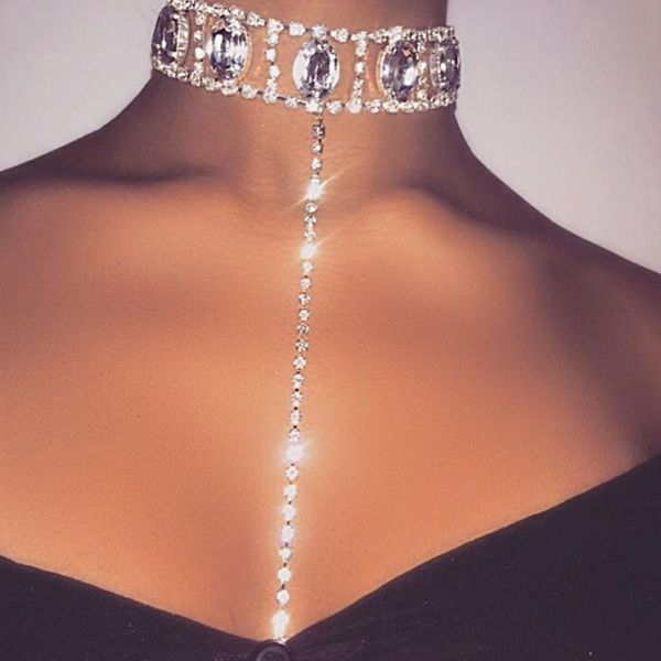 chokers luxury crystal big oval stone choker necklace body jewelry for women rhinestone clavicle chain collar accessories, Golden;silver
chokers luxury crystal big oval stone choker necklace body jewelry for women rhinestone clavicle chain collar accessories, Golden;silver