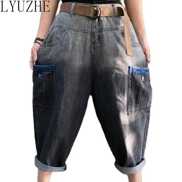 women's pants & capris lyuzhe vintage stitching color women jeans 2021 summer ankle-length multi-pocket patchwork denim harem qdy288, Black;white
women's pants & capris lyuzhe vintage stitching color women jeans 2021 summer ankle-length multi-pocket patchwork denim harem qdy288, Black;white