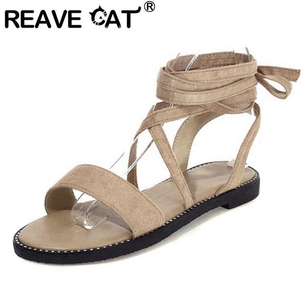 reave cat new 2021 women sandals round toe flock flat lace-up concise classic stylish big size 34-43 casual date a3865, Black
reave cat new 2021 women sandals round toe flock flat lace-up concise classic stylish big size 34-43 casual date a3865, Black
