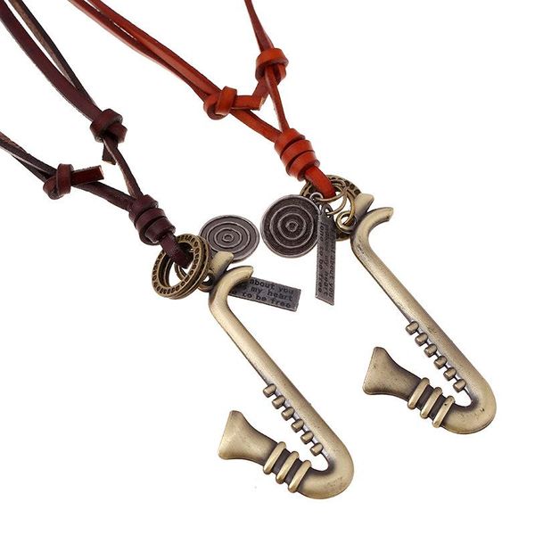 pendant necklaces vintage retro brown long leather necklace for women men alloy bronze saxophone charm handmade chain fashion jewelry gift, Silver
pendant necklaces vintage retro brown long leather necklace for women men alloy bronze saxophone charm handmade chain fashion jewelry gift, Silver
