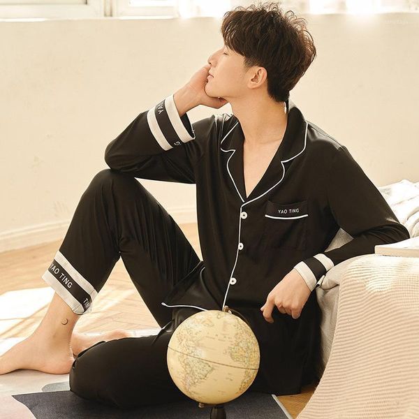 men's sleepwear plus size 3xl 4xl satin men 2pcs long sleeve pajamas set faux silk shirt&pants elastic waist pijamas suit loungewear, Black;brown
men's sleepwear plus size 3xl 4xl satin men 2pcs long sleeve pajamas set faux silk shirt&pants elastic waist pijamas suit loungewear, Black;brown