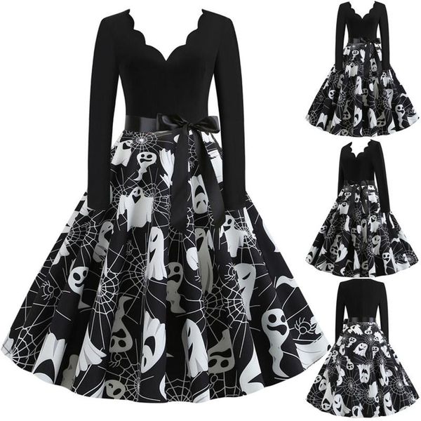casual dresses halloween with belt for women 2021 splicing women's long sleeve wave v-neck skeleton printing vintage gown party dress, Black;gray
casual dresses halloween with belt for women 2021 splicing women's long sleeve wave v-neck skeleton printing vintage gown party dress, Black;gray
