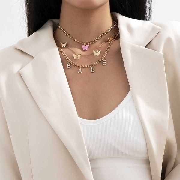 jewelry style multi element women's fashion diamond letter butterfly suit necklace, Silver
jewelry style multi element women's fashion diamond letter butterfly suit necklace, Silver