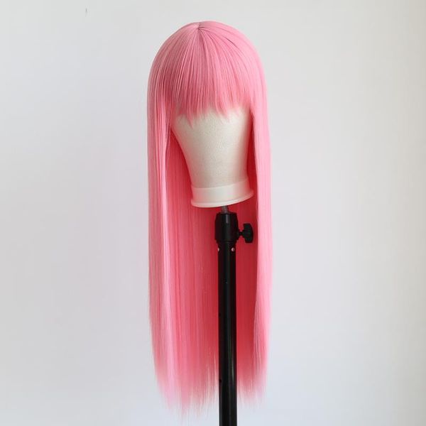 synthetic wigs btwtry pink long straight hair heat resistant none lace with bangs wig for cosplay daily wear, Black
synthetic wigs btwtry pink long straight hair heat resistant none lace with bangs wig for cosplay daily wear, Black