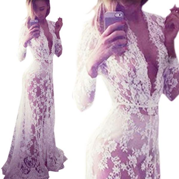 maternity dresses pregnant women skirt v neck backless long dress lace v-neck perspective, White
maternity dresses pregnant women skirt v neck backless long dress lace v-neck perspective, White