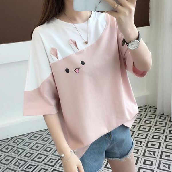 new loose cute rabbit short sleeve funny cartoon streetwear t shirt female patchwork half sleeve summer korean style tee, White
new loose cute rabbit short sleeve funny cartoon streetwear t shirt female patchwork half sleeve summer korean style tee, White
