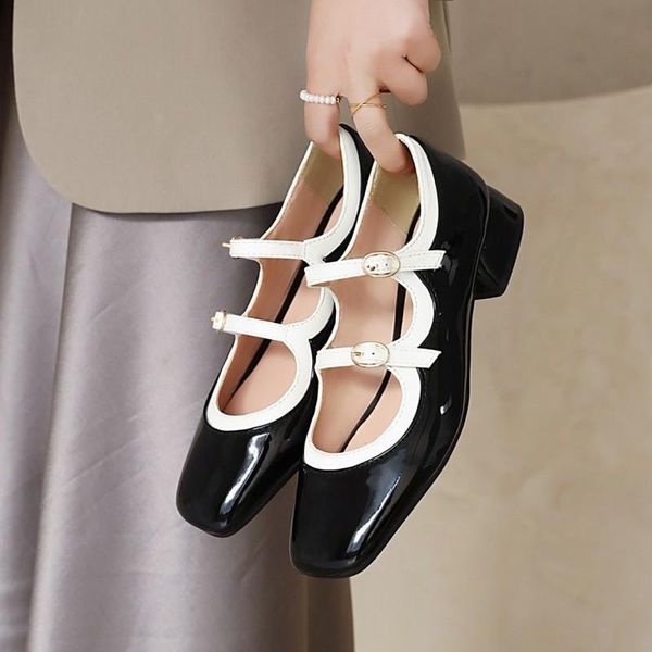 dress shoes spring autumn square toe women double buckle mary janes patent leather low heels pumps retro ladies, Black
dress shoes spring autumn square toe women double buckle mary janes patent leather low heels pumps retro ladies, Black