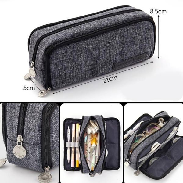 pencil bags large canvas pen pouch 3 compartments portable travel organizer bag makeups for students women
pencil bags large canvas pen pouch 3 compartments portable travel organizer bag makeups for students women